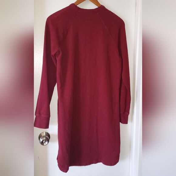 Core crewneck straight fit  longsleeve Sweatshirt Dress, Small, Burgundy - Picture 2 of 4